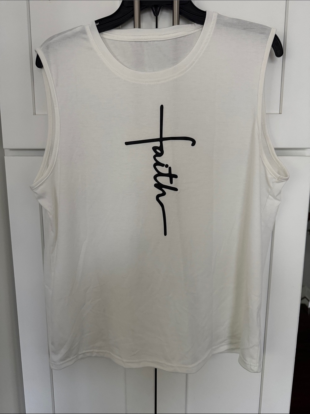 Faith Graphic Sleeveless Tee - White & Black